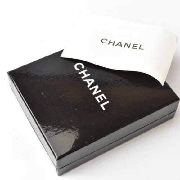 CHANEL CC Logo Black Rhinestone Pendant Necklace 18" Silver Tone 06A Auth w/Box - Picture 6 of 6